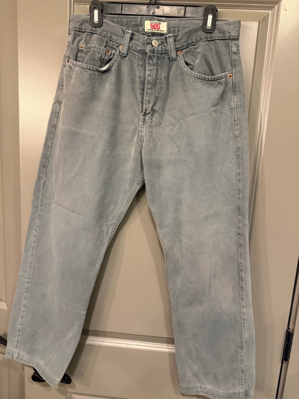 Vintage 90s Levi’s 505 Made in USA Button Fly Variation Zip - Light Gray